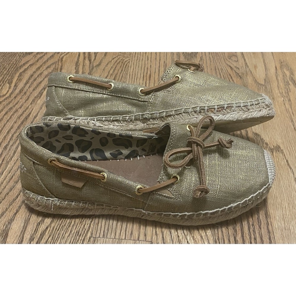 Sperry Top Sider Katama Linen Metal Canvas Womens Size 7.5 Gold